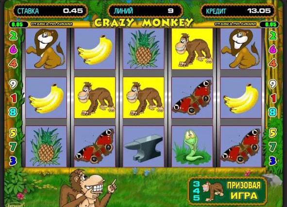 Бонусная игра с канатами Crazy Monkey